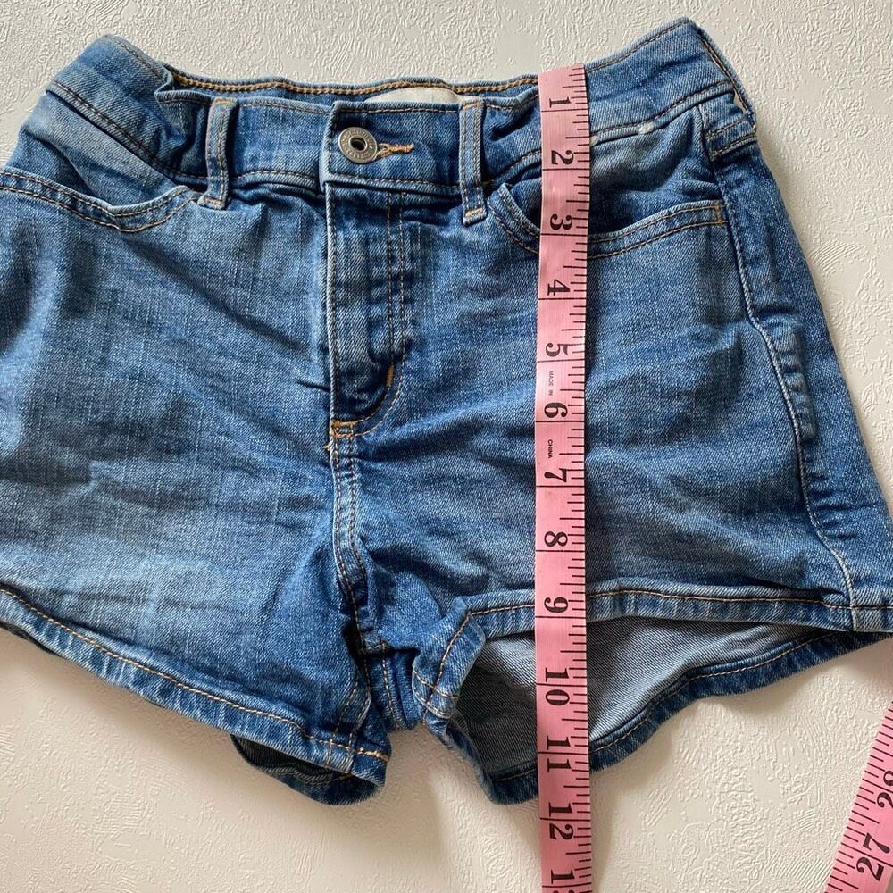 Abercrombie Kids High Rise Mini Mom Shorts 9/10 Blue Denim Stretch Summer - Picture 7 of 10